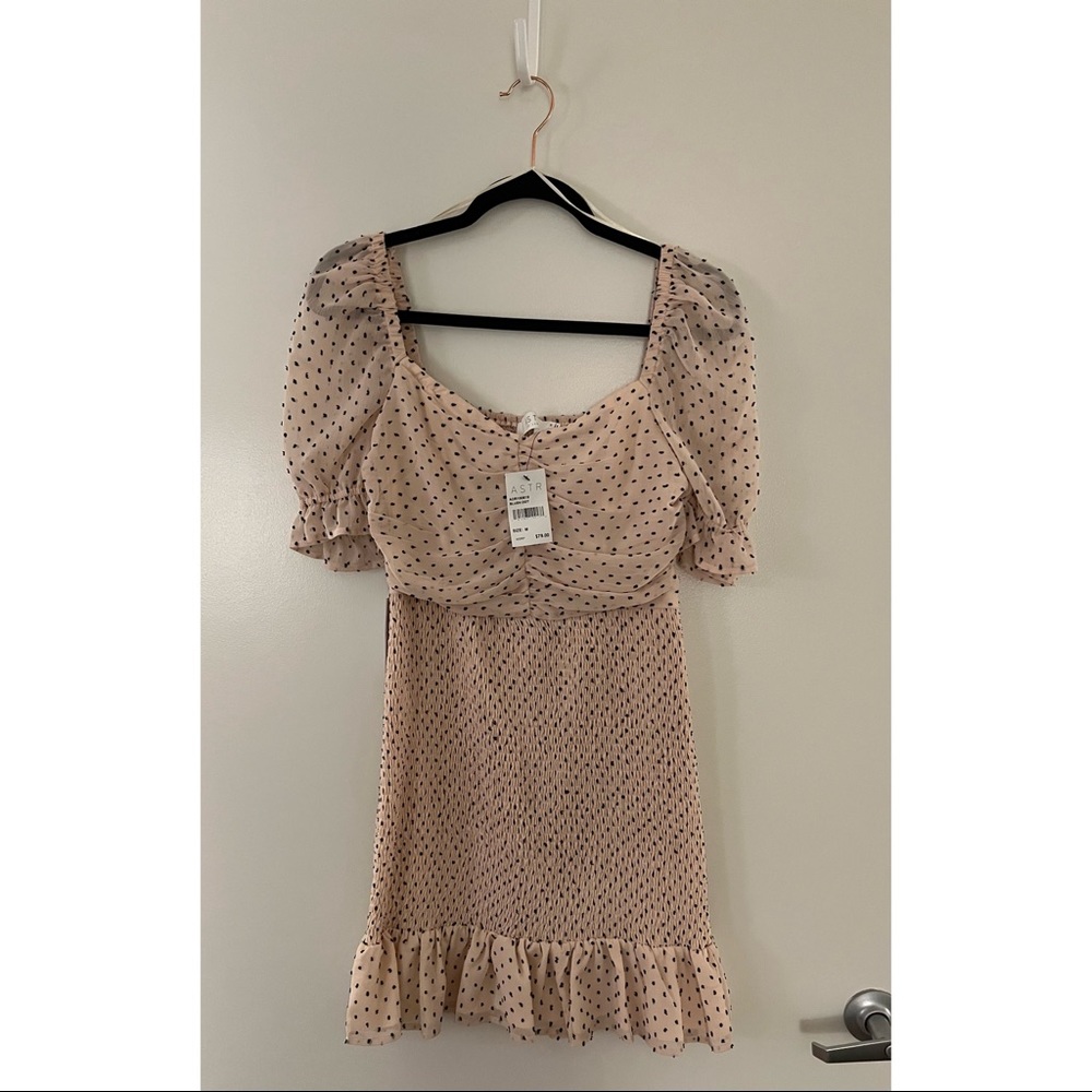 ASTR the Label, blush pink, polka dot mini dress, new with tags, size medium